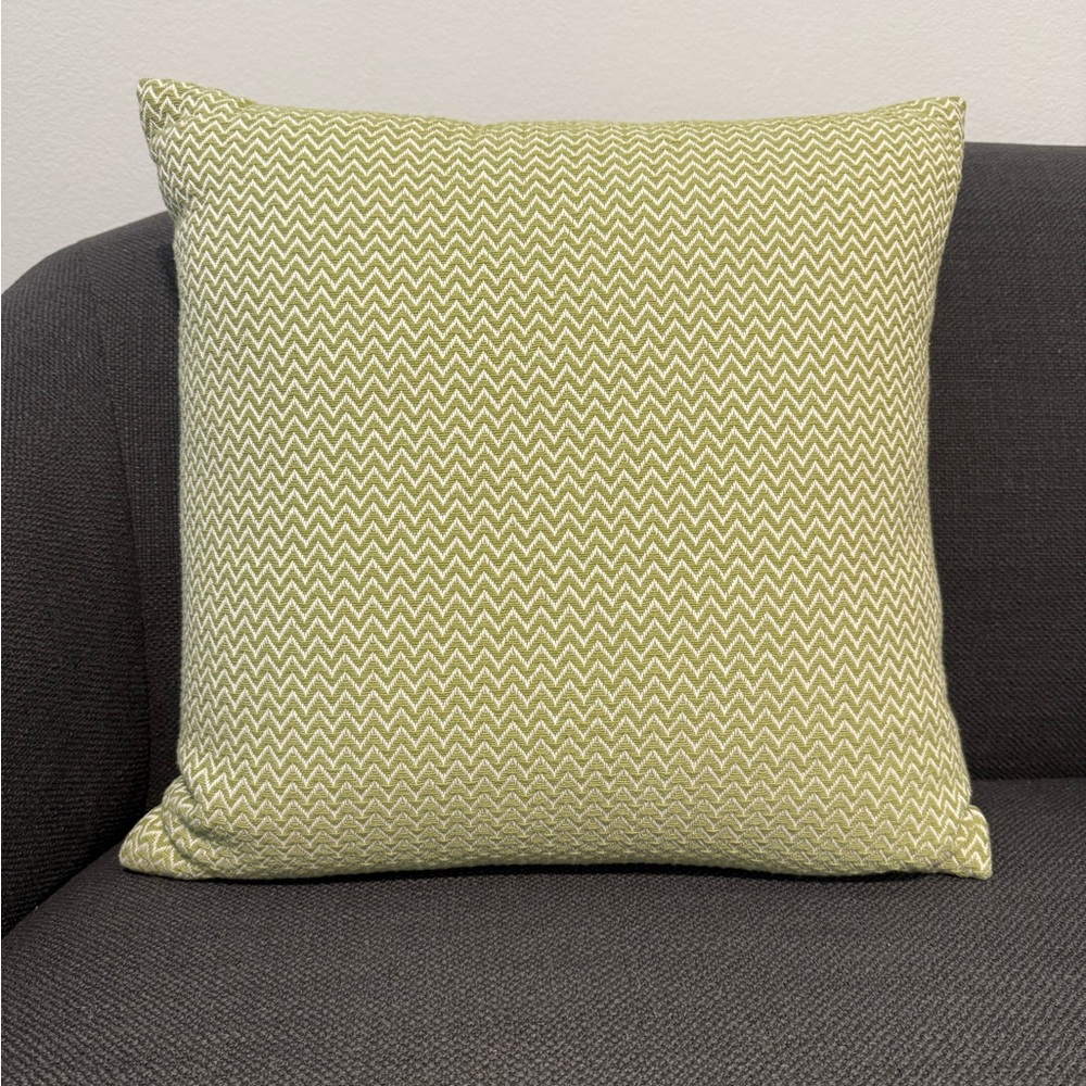 Green Chevron Accent Pillow - 18” square